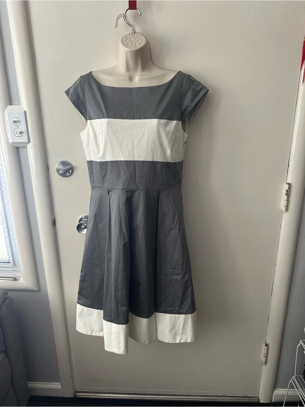 kate spade Gray and White Fit-and-Flare Midi Dress